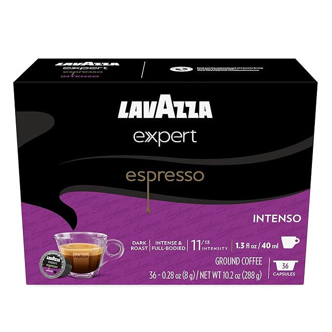 Lavazza Expert Espresso Intenso Capsules Dark Roast Arabica and Robusta Blend Compatible with Lavazza Classy Machines (36 Capsules)