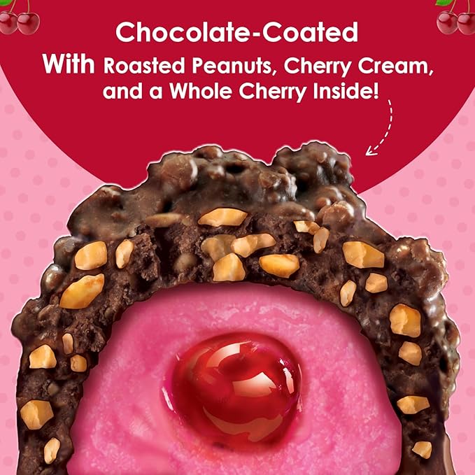 Big Cherry Candy Bars Pack of 24 - Whole Real Cherry Coated with Chocolate and Topped with Chopped Roasted Peanuts - Individually Wrapped Nostalgic/Retro Candy - Kosher Certified Delicious Candies