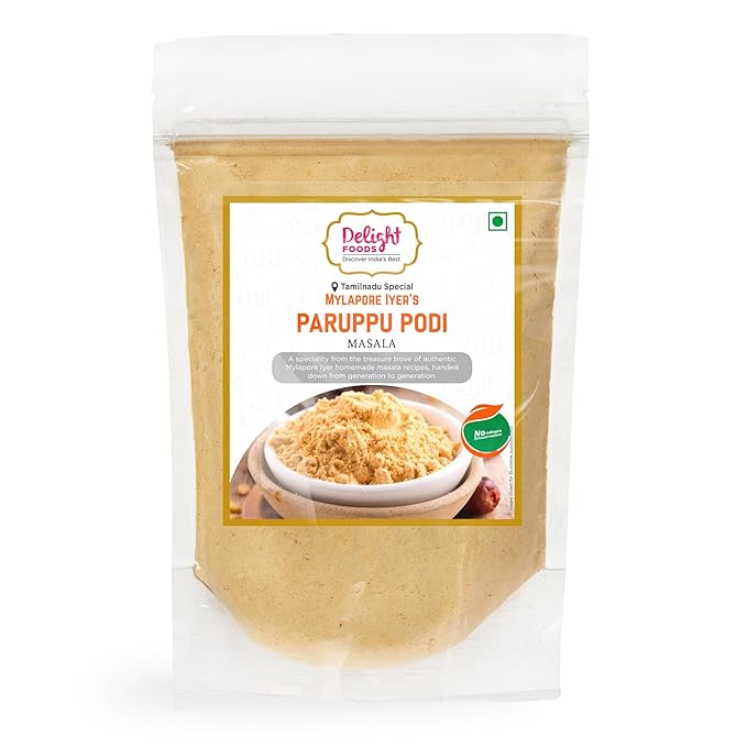 Delight Foods Mylapore Iyer's Paruppu Podi 350g - Gun Powder | Mixed Spices | Tamil Nadu Special | NO PRESERVATIVES