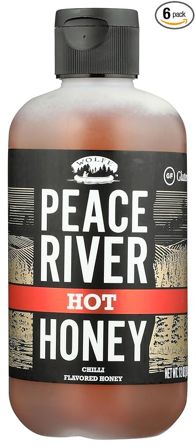 Peace River Hot Honey Chili Flavored Honey Kosher Gluten Free 12 Ounce (Pack of 6)