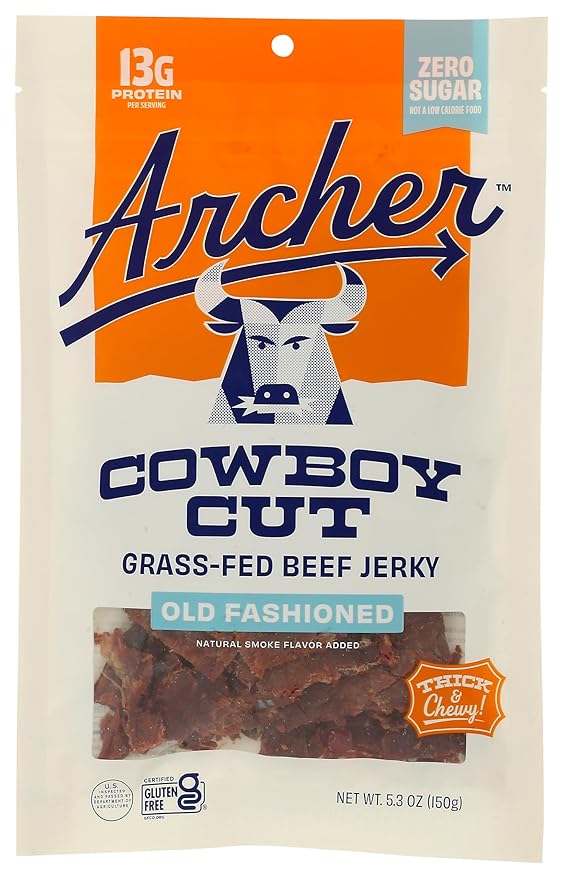 Zero Sugar Classic Beef Jerky by Country Archer 100% Grass-Fed Sugar Free Gluten Free Protein Snacks 5.3 Ounce 2 Pack