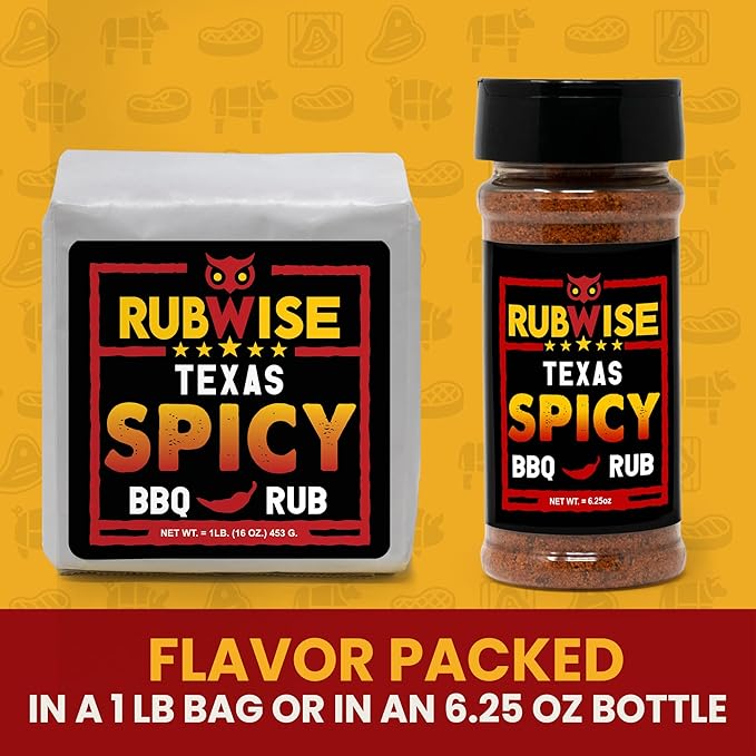 Texas Style Chicken Rub &amp Spicy Rub by Rubwise | BBQ Rub &amp Spices for Smoking &amp Grilling | Dry Rubs | Great on Any Meat Chicken Turkey Pork &amp Beef | NO MSG (1lb each)