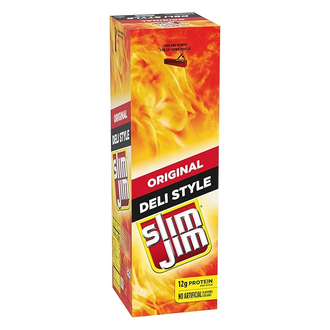 Slim Jim Smoked Meat Sticks Deli Style Original Flavor High Protein Easter Basket Stuffer for Men 1.8 oz. (18 Count)