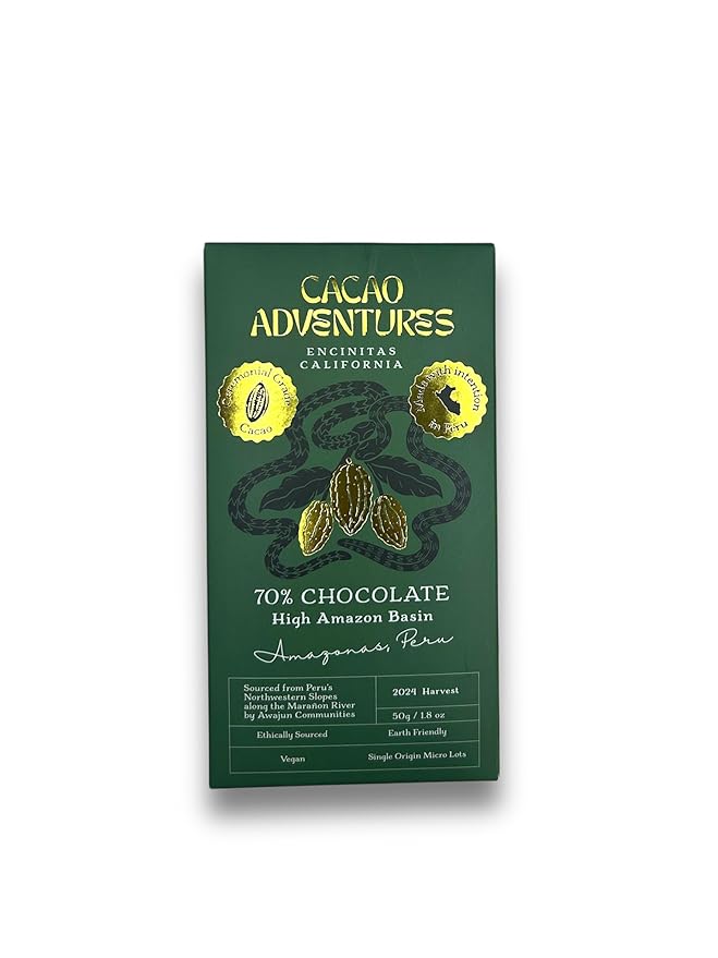 Cacao Adventures - 70% Ceremonial Grade Cacao Bar | Wild Strains | Ethically Sourced Sustainably Grown | (1.76oz - Pack of 3)
