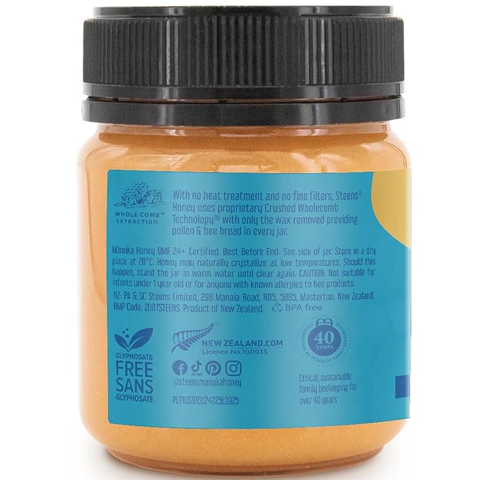 Steens Manuka Honey - UMF 24+ and MGO 1122+ - Pure &amp Raw 100% Certified Manuka Honey - Bottled and Sealed in New Zealand - 7.9 oz
