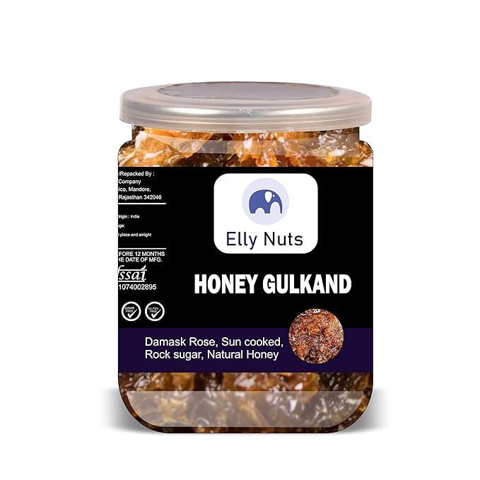 ELLY NUTS Honey Gulkand 500 Gram Airtight Container