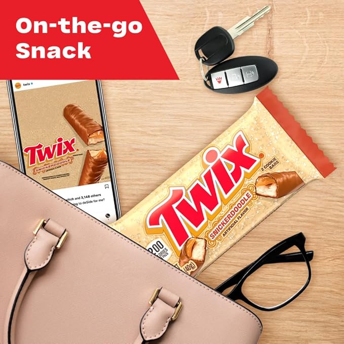 TWIX Snickerdoodle CookieChocolate Candy Bars Nostalgic Cookie Cinnamon Caramel Shortbread Cookie Milk Chocolate Bars 1.4 Oz (Pack of 20) Individually Wrapped Snacks