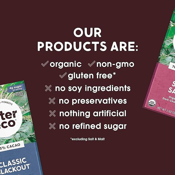 Alter Eco | Dark Chocolate Blackout Variety 4-Pack | Super Blackout Classic Blackout Mint Blackout Raspberry Blackout | Fair Trade Organic Non-GMO Gluten Free | 4 Flavors 1 of each Bar