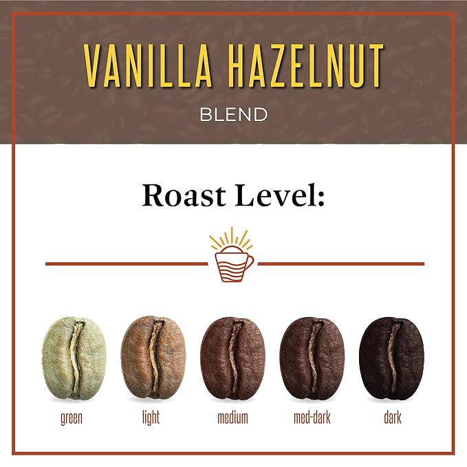 San Diego Coffee Vanilla Hazelnut Medium Roast Whole Bean Coffee 16-Ounce Bags (Pack of 2) Café en grano tostado