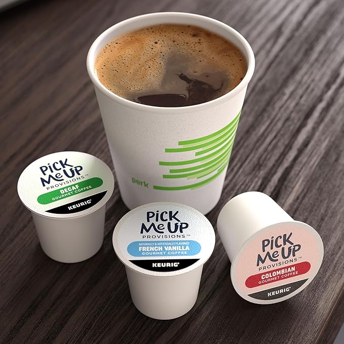 Pick Me Up Provisions Single-Serve Coffee Capsules &amp Pods Medium Roast Decaf 96 Pack K-Cup Compatible Single Serve Coffee Breakroom Office 100% Arabica Coffee