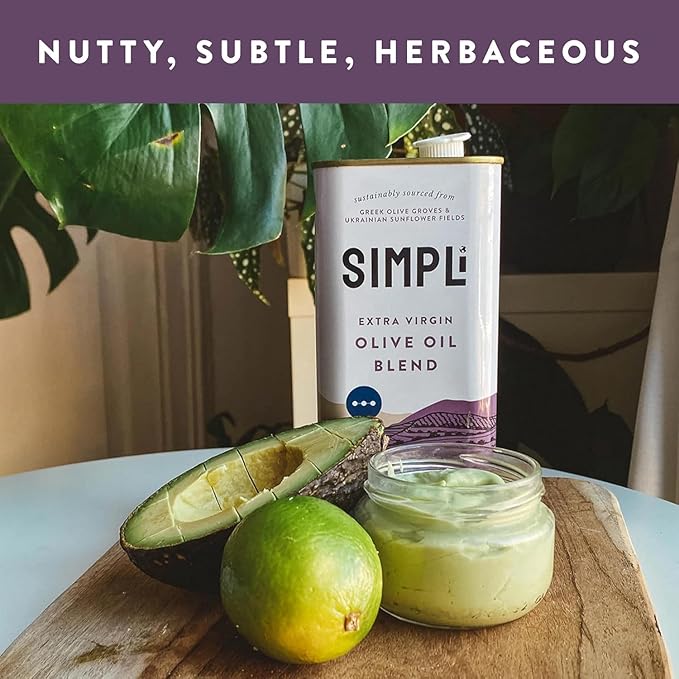 SIMPLi Oil Blend Olive Oil Extra Virgin Cold Pressed High Smoke Point Nutty and Herbaceous Flavor (2 Pack 16.9 oz each)