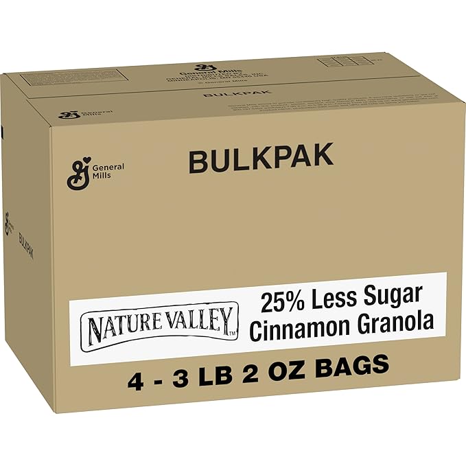 Nature Valley Cinnamon Granola 25% less sugar 50 oz (Pack of 4)
