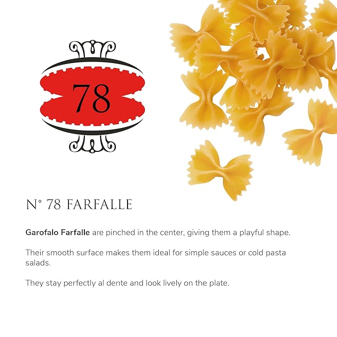 Garofalo - Premium Durum Wheat Semolina Farfalle Pasta Italian Made Bronze-Drawn Al-Dente One-Ingredient Pasta (4 pack)
