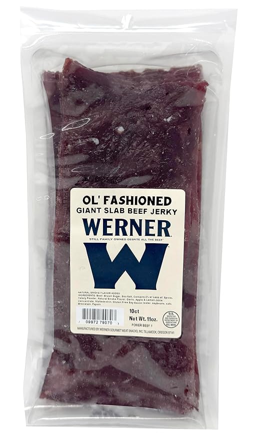 Werner Beef Jerky Slab 10 Count – Giant Jerky Slab Jerky Sheets Thinly Sliced Beef Jerky Bulk Pack (Ol' Fashioned)