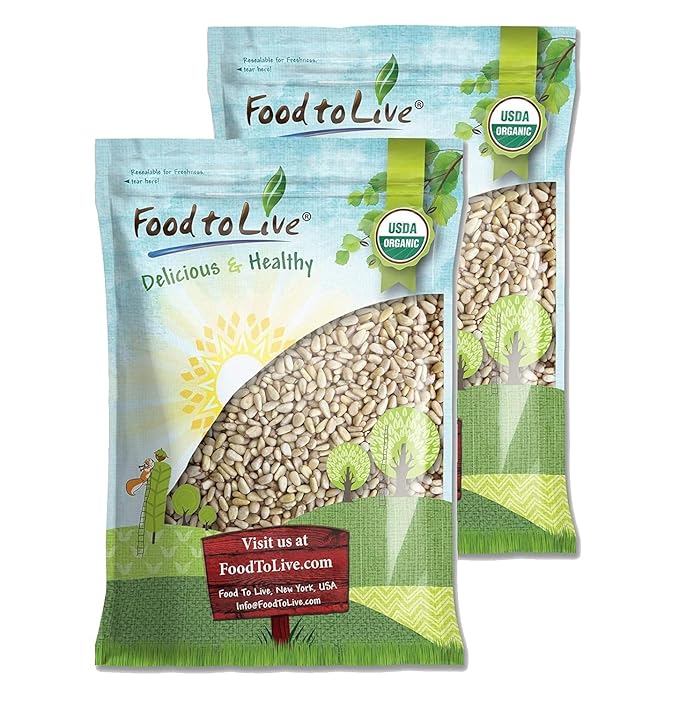 Food to Live Organic Pine Nuts 18 Pounds – Non-GMO Whole Raw Pignolias Unsalted No Shell Vegan Kosher Bulk Snack. Rich in Vitamin E Protein. Great for Pesto Salads Homemade Desserts