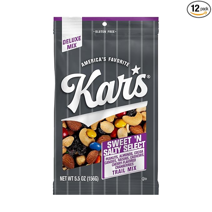 Kar’s Nuts Sweet ‘N Salty Select Trail Mix 5.5 oz – Grab &amp Go Bags Individual Snack Packs (Pack of 12) Gluten-Free Trail Mix Snack