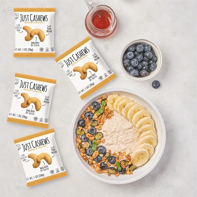 Roastery Coast - Just Cashews Unsalted | Individually wrapped snack (1 Oz each) | Whole Unsalted Cashews | Non-GMO Gluten Free Kosher | Cashew Nuts | Gourmet Snack