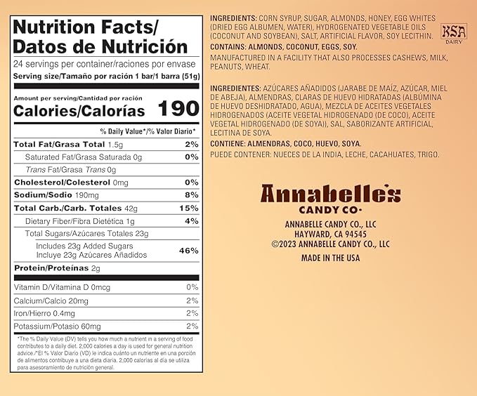 Annabell Big Hunk Nougat Candy Bars – 1.8 oz Each (Pack of 12 Almond)