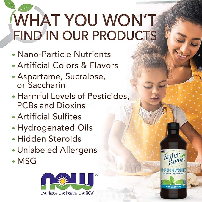 NOW BetterStevia Liquid Organic Glycerite 16 Ounces - Organic Stevia - Zero-Calorie Liquid Sweetener - No Alcohol - Keto Friendly No Erythritol