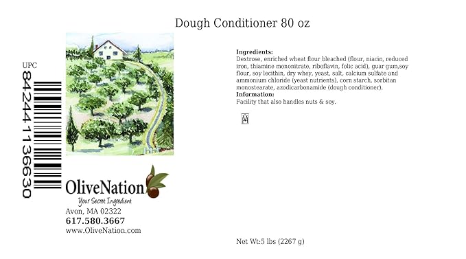 OliveNation Dough Conditioner and Improver Baking Strengthener for Breads Pastry Baked Goods Kosher - 80 ounces