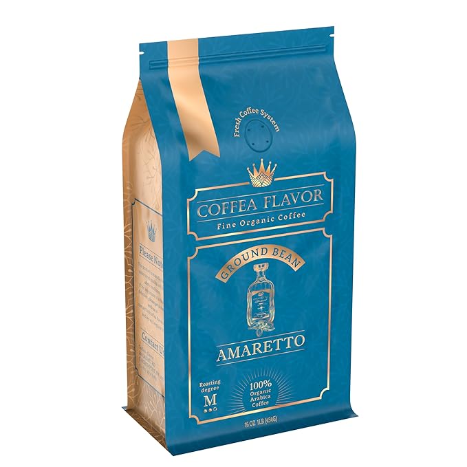 Flavored Ground Coffee – Amaretto (Almond) 100% Arabica Single Origin Medium Roast USDA Organic Naturally Flavored – by Coffea Flavor
