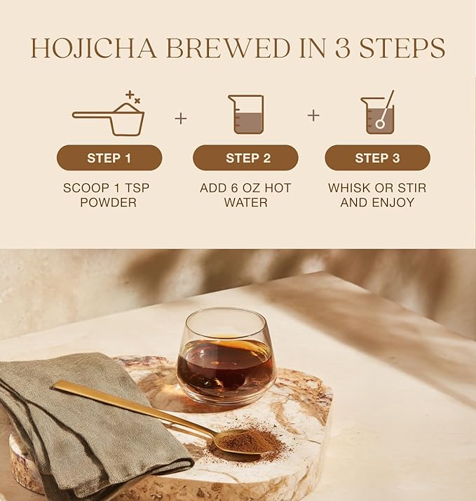 Queen Omi Organic Hojicha Powder | 80g | 100% Organic Japanese Roasted Green Tea Powder—Matcha &amp Coffee Alternative | Low Caffeine Antioxidant-Rich Smooth Toasty Nutty Flavor (Golden Roast)