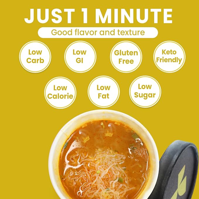 Hethstia Konjac Noodles Kimchi Soup– 6-Pack Shirataki Angel Hair Pasta Low Carb Instant Asian Konjac Ramen Kimchi Broth Low GI Gluten-Free Low Fat Low Calorie Healthy &amp Holiday Food Gift