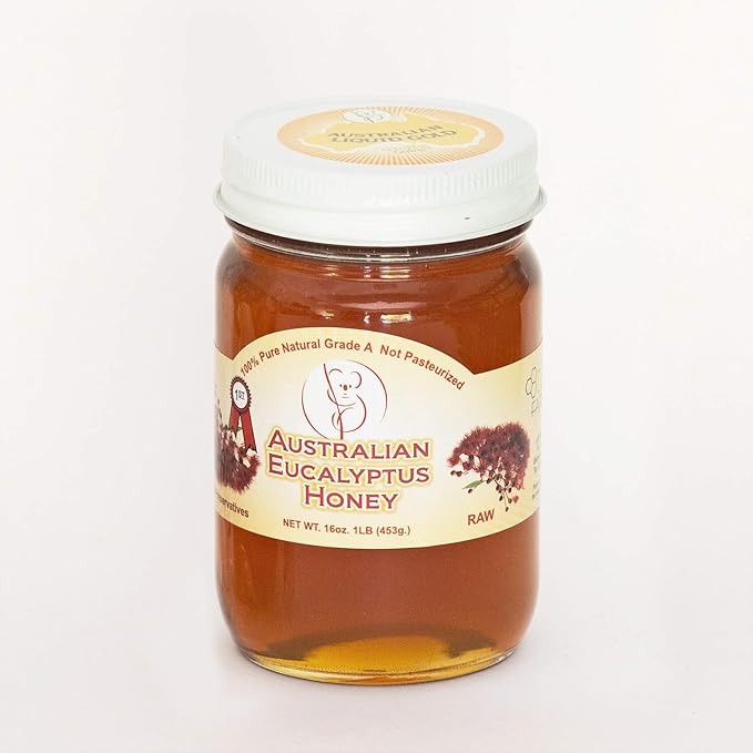 Australian Eucalyptus Raw Honey 16 Oz.| 1 LB Pure 453g 100% Natural Grade A Gift Wrapped