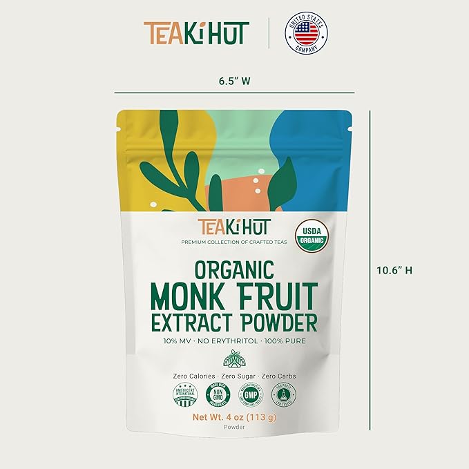 Pure Organic Monk Fruit Extract Powder No Erythritol 4oz 100% Monk Fruit Sweetener Powder for Keto and Paleo Diet No Aftertaste Zero Calories Zero Carbs Pure Monk Fruit Extract 364 Servings
