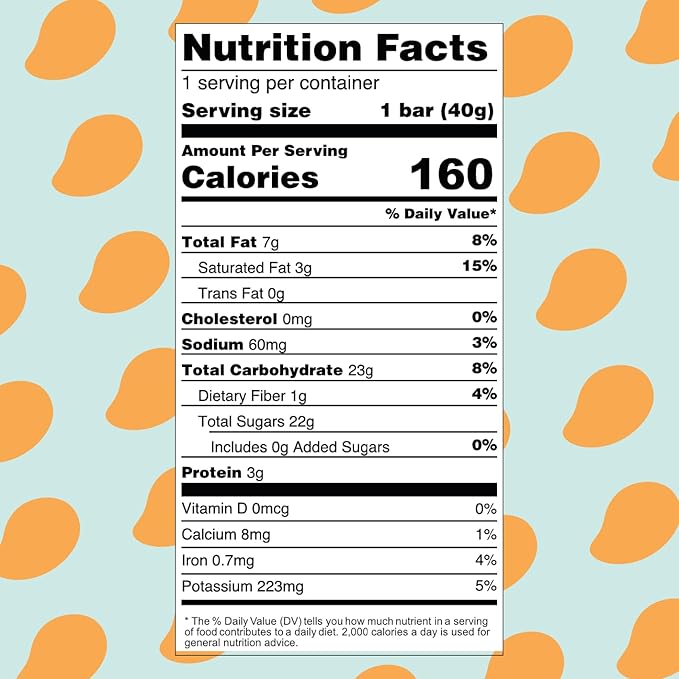 Lecka Energy Bar 12 Bars | Natural Energy from Tropical Fruits Vegan Gluten Free (12 Bars Mango Coconut)