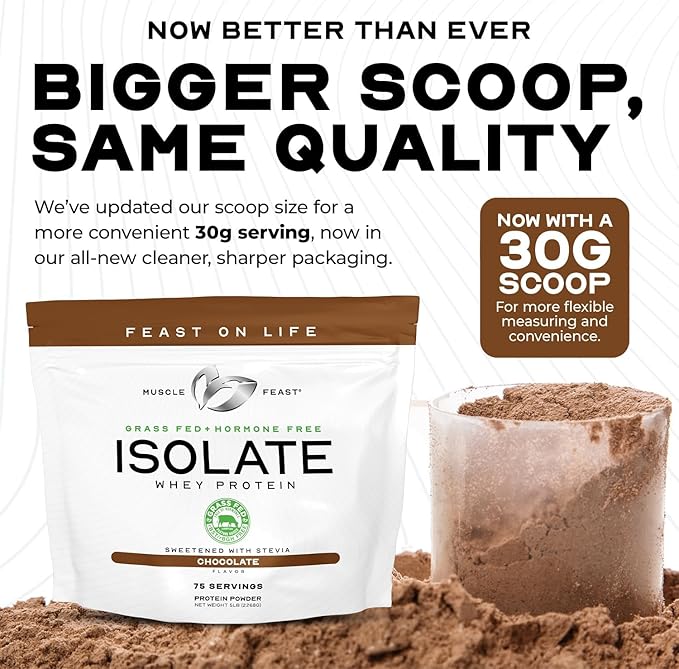 Muscle Feast Grass-Fed Whey Protein Isolate All Natural Hormone Free Pasture Raised Whey Isolate Protein Powder for Men and Women Clean Gluten-Free Delicious Isolate Protein - Raspberry 2lb