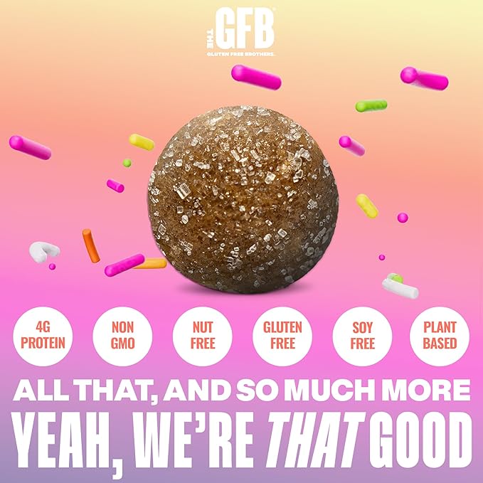 The GFB Birthday Cake Cookie Protein Bites - Allergen Friendly &amp Nut Free - Gluten Free Plant Based Non GMO Sustainably Made – Ridiculously Tasty Healthy Protein Energy Balls 4 oz (4 Count)