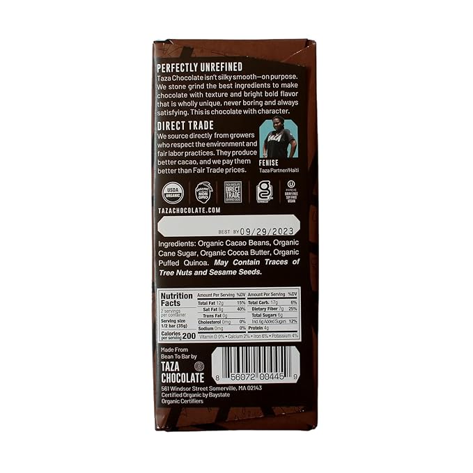 Taza Chocolate Organic Seriously Good Dark Chocolate Bar Variety Pack Bundle 2.5 oz (4 count) Vegan