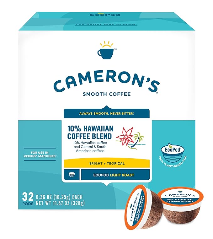 Cameron's Coffee Single Serve Pods 10% Hawaiian Coffee Blend 32 Count