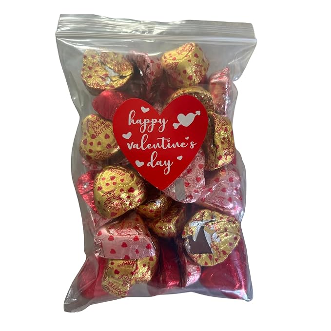 30 Count Valentine Milk Chocolate Hearts &amp Lips | Foil Wrapped Party Candy