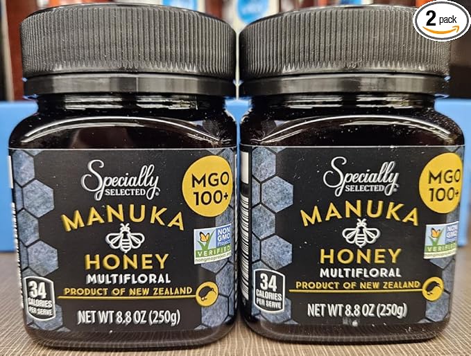Specially Selected NON-GMO MGO 100+ Manuka Honey Multifloral 8.8oz 250g (Two Jars)