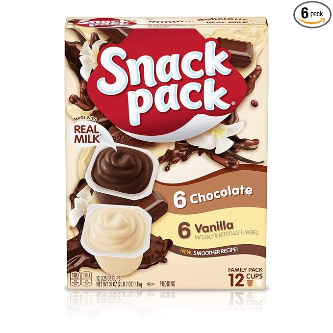 Snack Pack Chocolate and Vanilla Pudding Cups Family Pack 12 Count 6 Pack