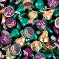 85ct Mardi Gras Stickered Chocolate Kisses in Purple Green &amp Gold Foils Festive Wrapped Chocolates for Party Favors Candy Buffets Parades &amp Celebrations