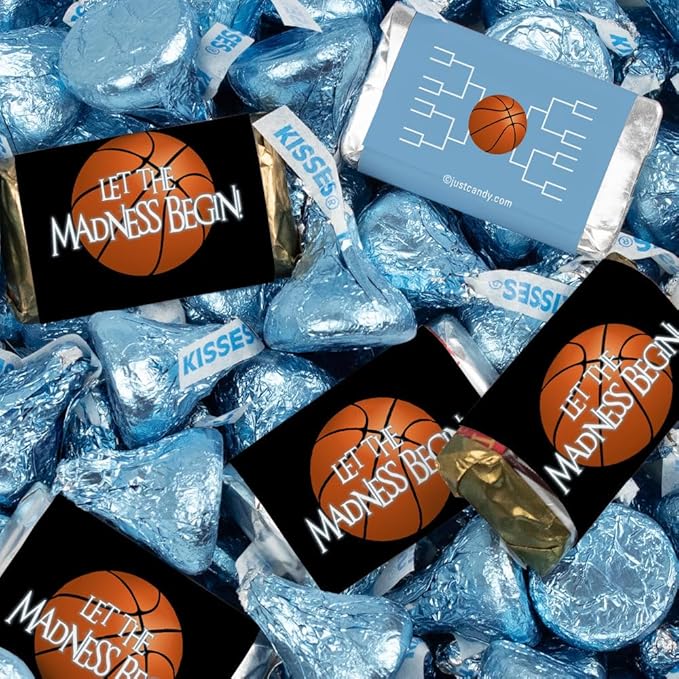 124 Pcs Light Blue Basketball Party Candy Favors Chocolate Mix Let the Madness Begin (1.52 lbs Approx. 124 Pcs)