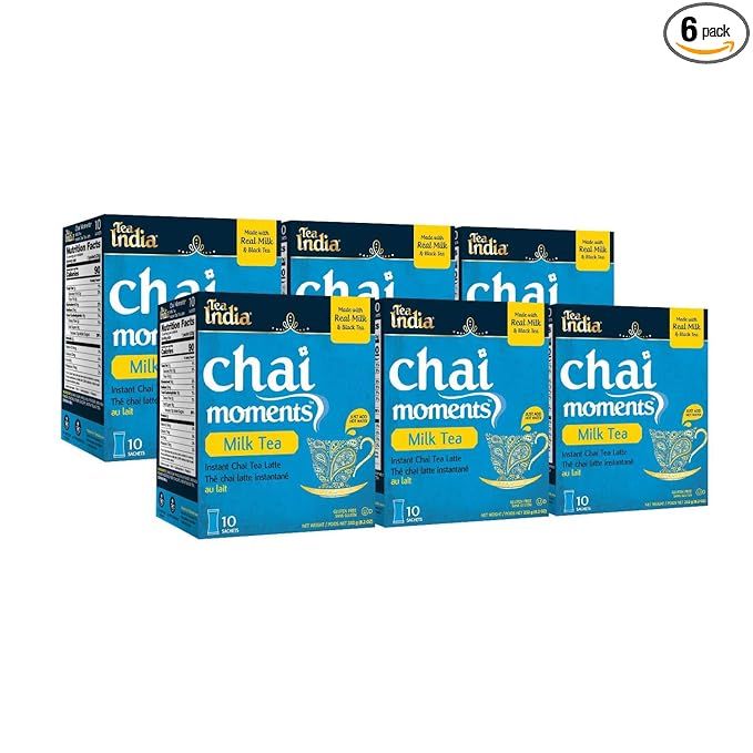 Tea India Chai Moments Milk Tea Instant Chai Tea Powder With Milk And Sugar Instant Latte Mix Flavorful Blend Of Black Tea &amp Natural Ingredients Indian Tea Individually Wrapped 10 Sachets Pack of