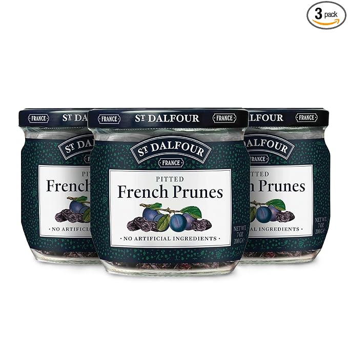 St. Dalfour Pitted French Prunes - 7oz - All Natural No Preservatives or Artificial Ingredients - Made in France - Pack of 3