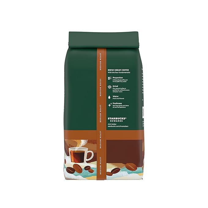Starbucks Ground Coffee Medium Roast Hot or Iced Coffee Breakfast Blend Six 12 oz Bags