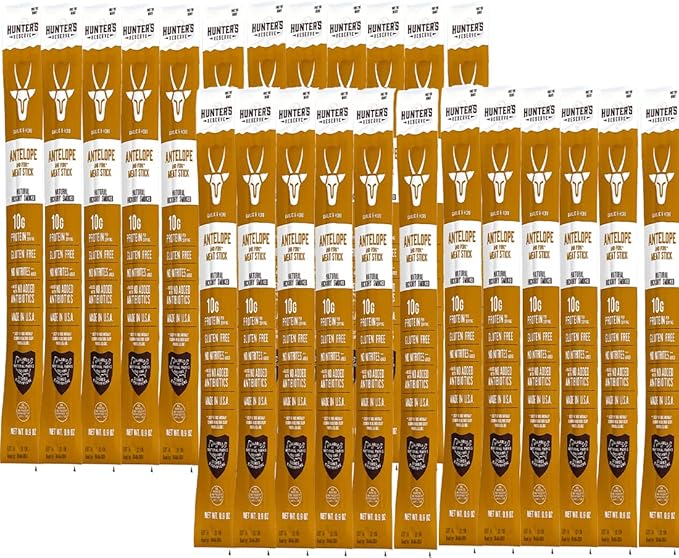 Hunter's Reserve - Exotic Meat Trail Sticks - Adventure You Can Taste - Wild Game Jerky Sticks (ANTELOPE 24 CT)