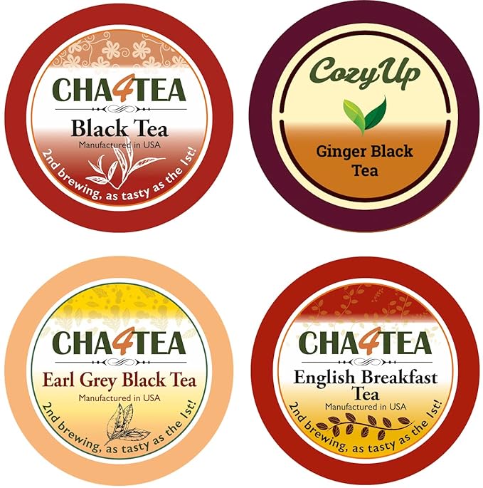 Cha4TEA 36-Count Assorted Black Tea Sampler for Keurig K-Cup Brewers (Black Tea English Breakfast Ginger tea Earl Grey)