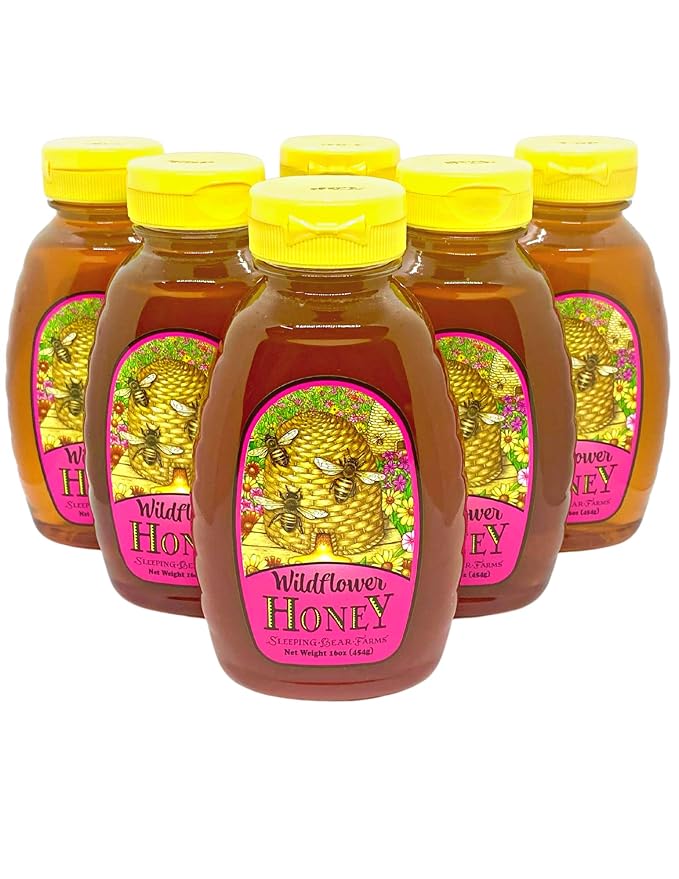 Wildflower Honey 16 oz. Bottle - Case of 12 Bulk Wholesale Honey Unpasteurized Unblended No Additives 100% Pure Honey