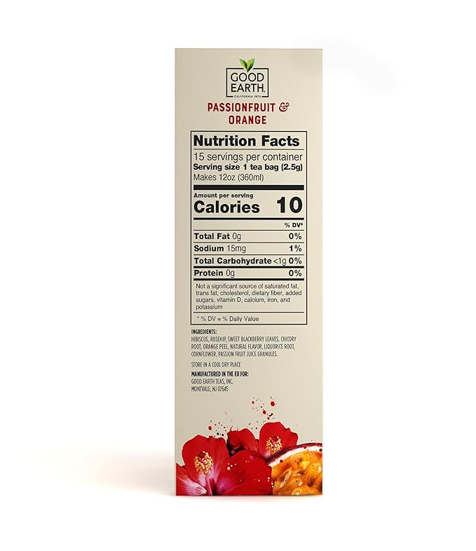 Good Earth Tea Sensorial Blend Passionfruit &amp Orange Herbal Tea 3 Teabags (Pack of 5)