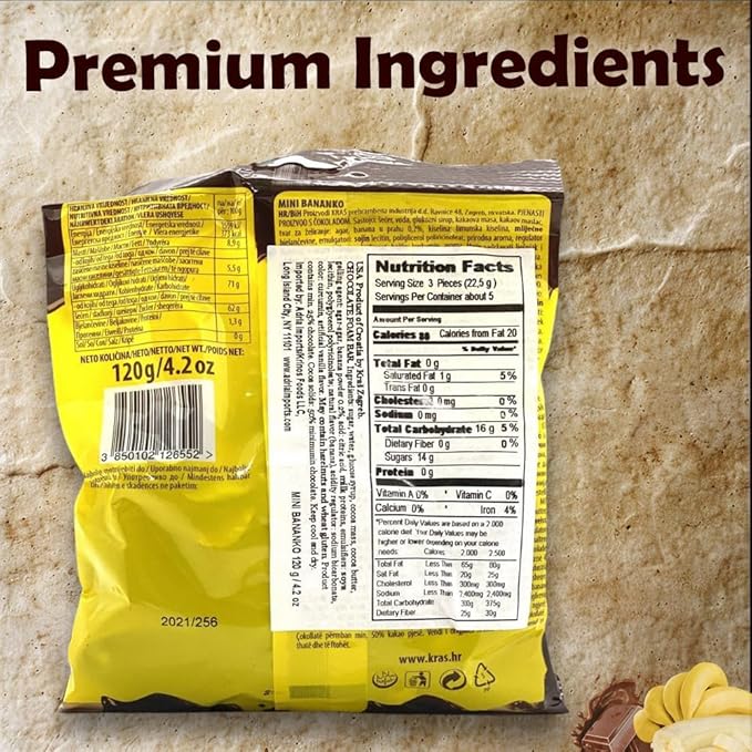 Kraš Bananko 120g - Irresistibly Delicious Mini Chocolate Covered Foam Bananas - Treat Yourself to Every Bite of Sweet Bliss! Pack of 5 (120G 10 Pack)