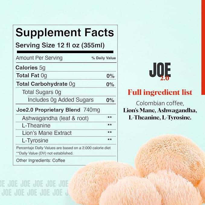 Joe 2.0 Nootropic Coffee Pods – Organic Medium Roast with Lion’s Mane Ashwagandha L-Tyrosine &amp L-Theanine | Focus Brainpower &amp Stress Support | Vegan Keto Eco-Friendly