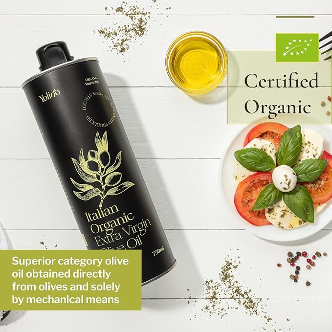 100% Italian Organic Olive Oil Extra Virgin | Polyphenol Rich Extra Virgin Olive Oil Cold Pressed EVOO | Early Harvest from Tuscany (26.4oz)