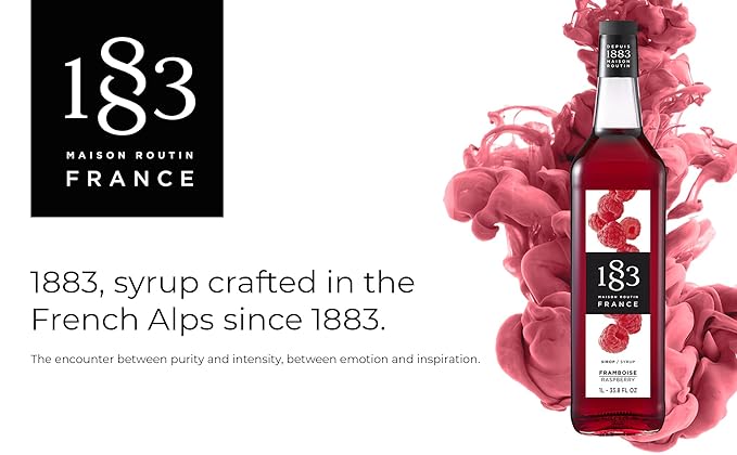 1883 Raspberry Syrup for Drinks Made in France 1 Liter Glass Bottle